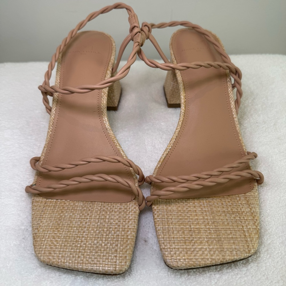 Women’s Mark Fisher Carys Nude‎ Natural Block Heel Sandal size 8 braided